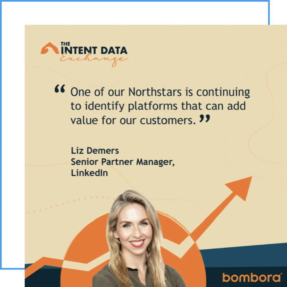 Social ad: a LinkedIn partner manager’s quote for The Intent Data Exchange