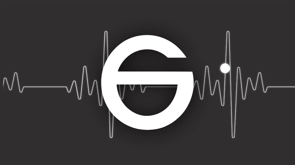 The spark mark in a heartbeat line, on dark grey
