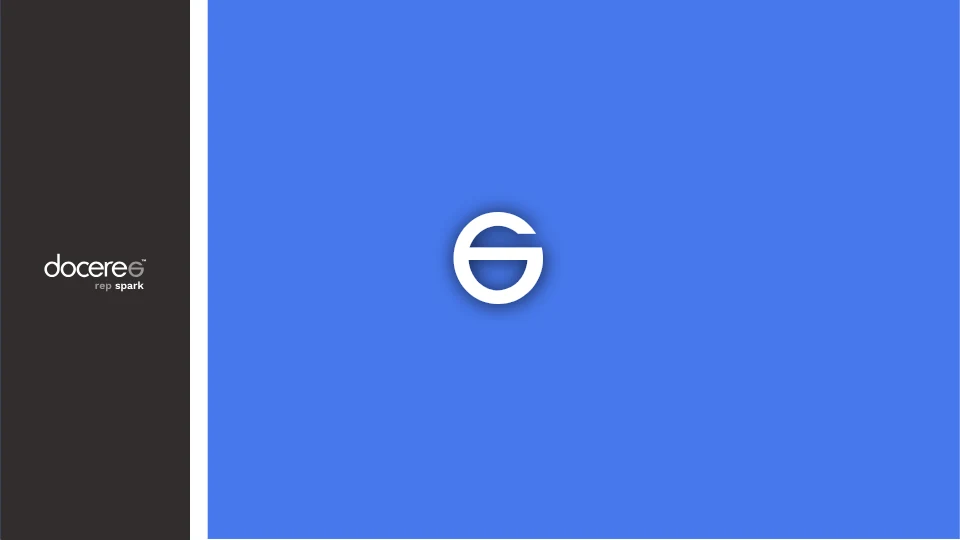 A dark panel with the Doceree logo beside the spark mark on blue