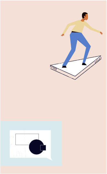 Figure gliding on a floating platform